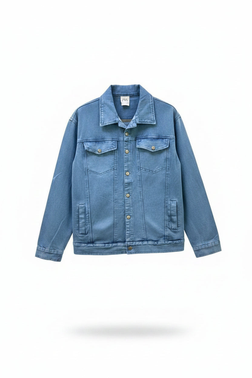 Za.ra Men's Luxury Tinted Heritage Denim Jacket – Premium Overdyed Comfort-Stretch Trucker