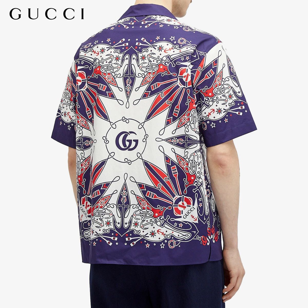 Gucci Premium Monogram Heritage Cuban Collar Printed Shirt