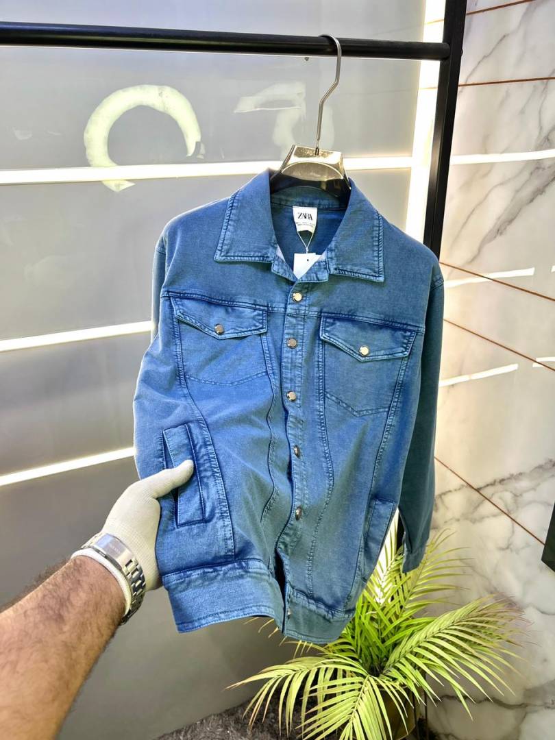 Za.ra Men's Luxury Tinted Heritage Denim Jacket – Premium Overdyed Comfort-Stretch Trucker