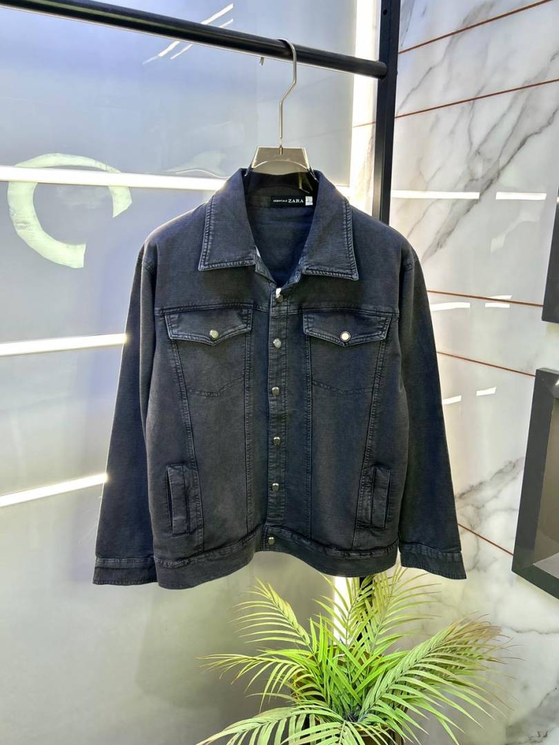 Za.ra Men's Luxury Tinted Heritage Denim Jacket – Premium Overdyed Comfort-Stretch Trucker