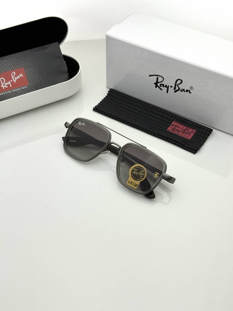 Ray-Ban Scuderia Ferrari Edition Square Aviator Sunglasses – Gunmetal Frame Grey Gradient G-15 Premium Eyewear
