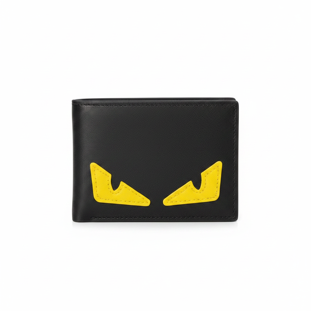 Fendi FF Monogram Motif Leather Premium Bi-Fold Men's Wallet