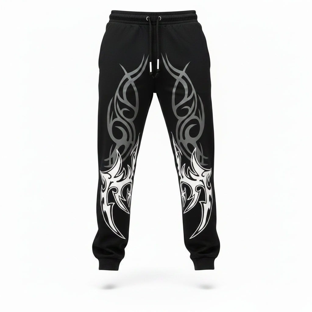 GenZ Premium Imported Lower – Silver Tribal Graphic Print Black Edition
