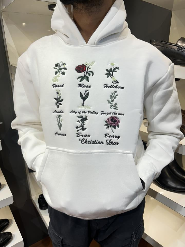 Christian Dior Premium Botanical Embroidered Hoodie – Imported Edition