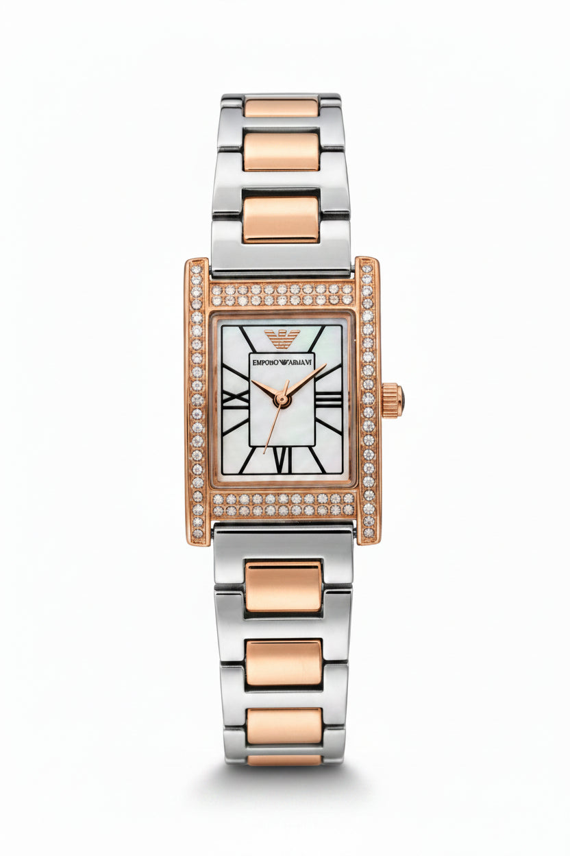 Emporio Armani Federica Two-Tone Diamond Bezel Luxury Women's Watch
