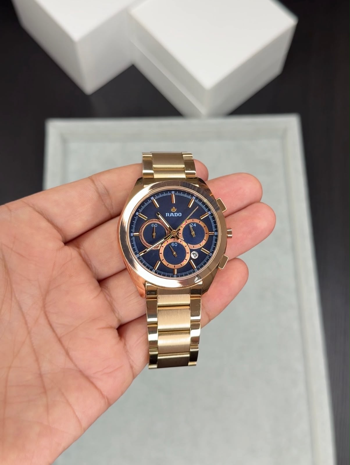Rado HyperChrome Chronograph Rose Gold & Blue Dial Men's Watch