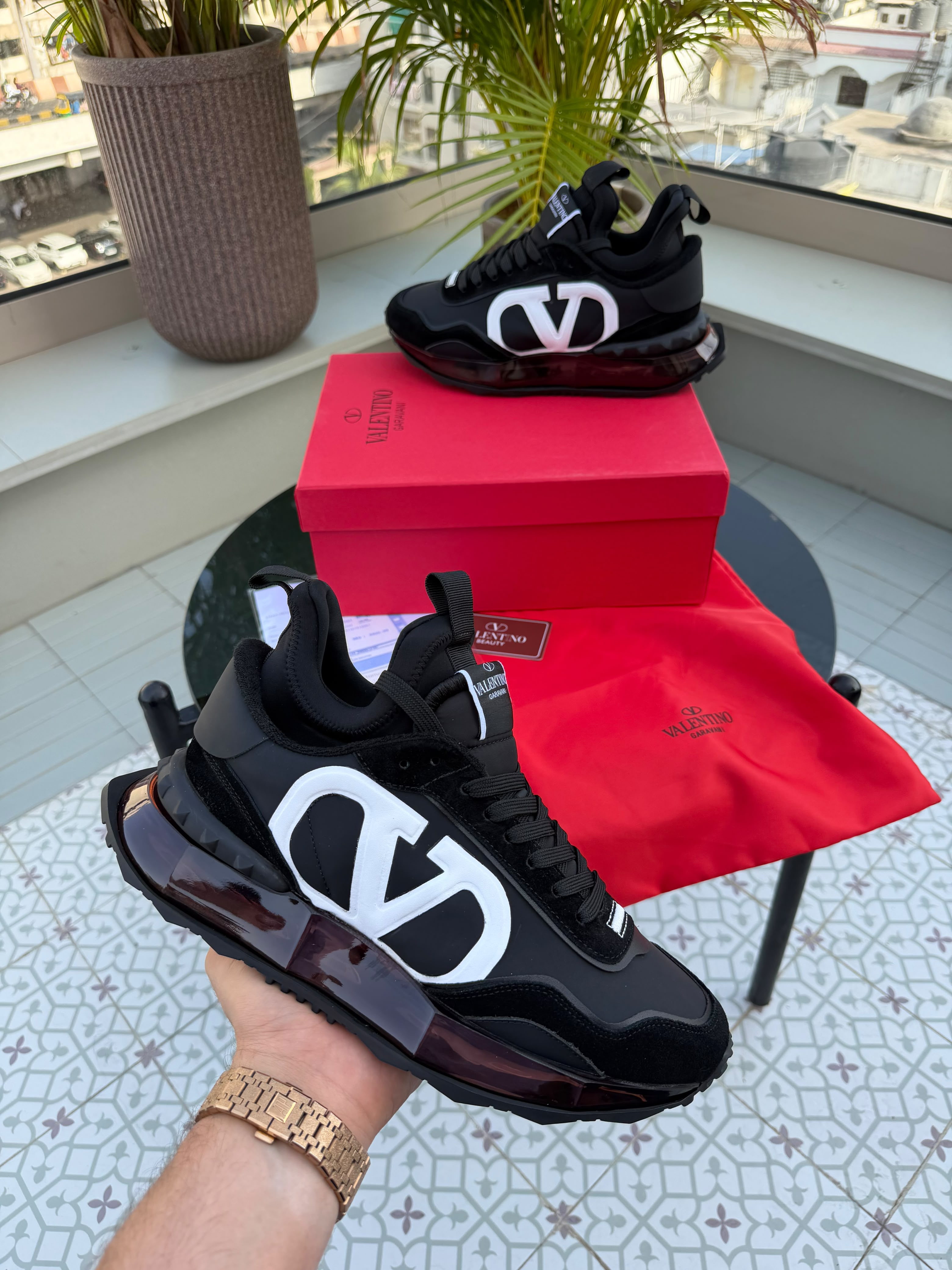 Valentino Garavani VLogo Pace Luxury Black Suede and Matte Sneakers