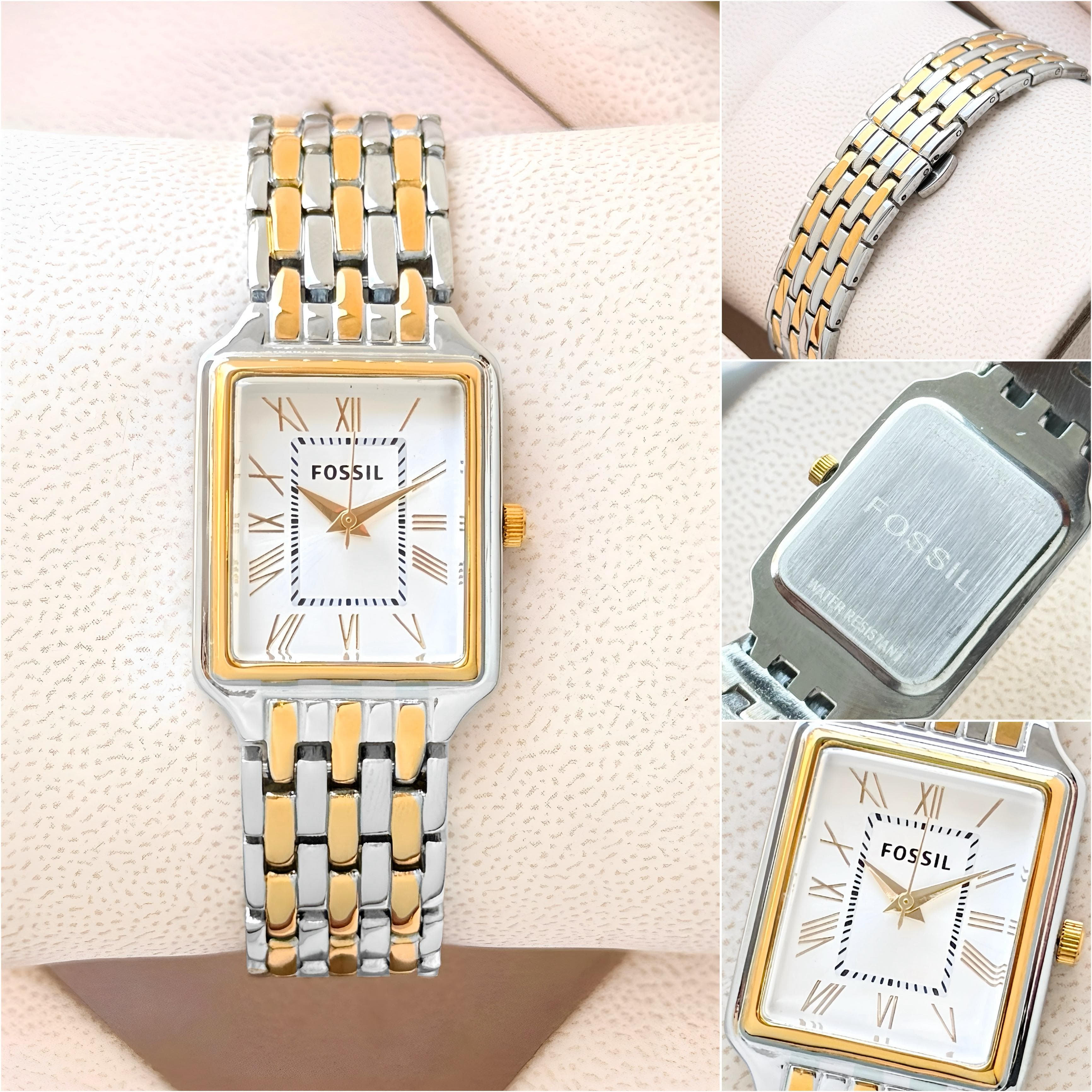Fossil Raquel Two-Tone Gold and Silver Rectangular Dial Women's Watch (ES5305)