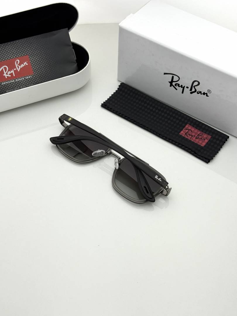 Ray-Ban Scuderia Ferrari Edition Square Aviator Sunglasses – Gunmetal Frame Grey Gradient G-15 Premium Eyewear